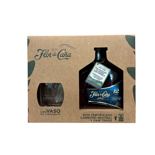 Vap Flor de Caña 12a + Vaso Rockero